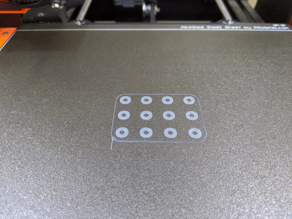 printed TPU rings on the hotbed