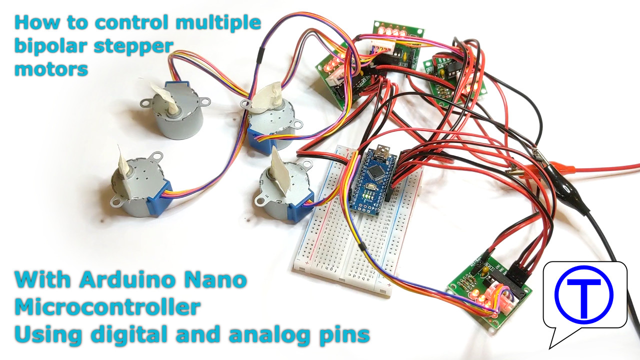 How to control multiple bipolar stepper motors simultaneously using an Arduino Nano